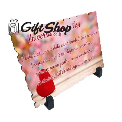 Aniversare fericita, placheta cu mesaj, model a